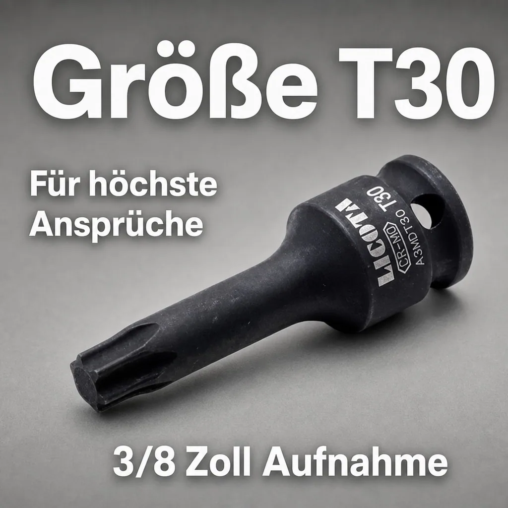 Innensechskant Nuss, T30, 3/8 Zoll, 60mm lang, Cr-Mo