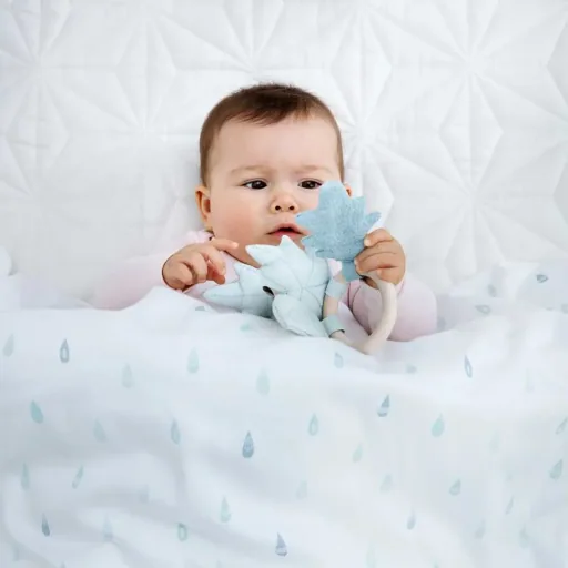 Cam Cam Baby Rassel Blätter blau