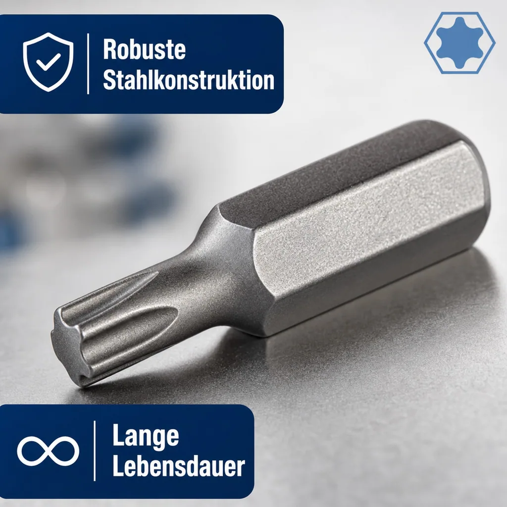 Innensechskant Bit T45, 8mm Hex Bit, S2 Stahl, Profi Schrauberbit