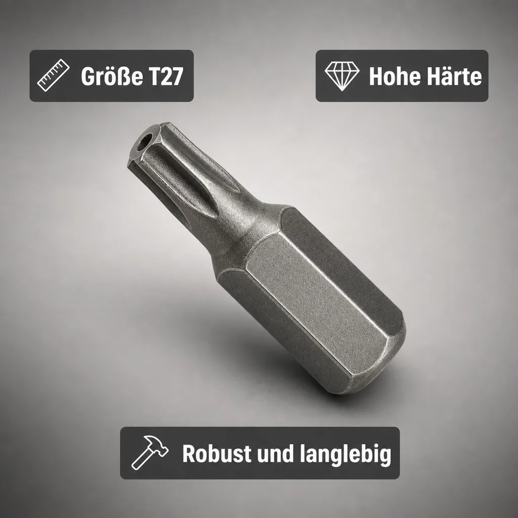 Innensechskant Bit, Innensechskant mit Stirnloch, T27, 30mm, S2 Stahl Bit