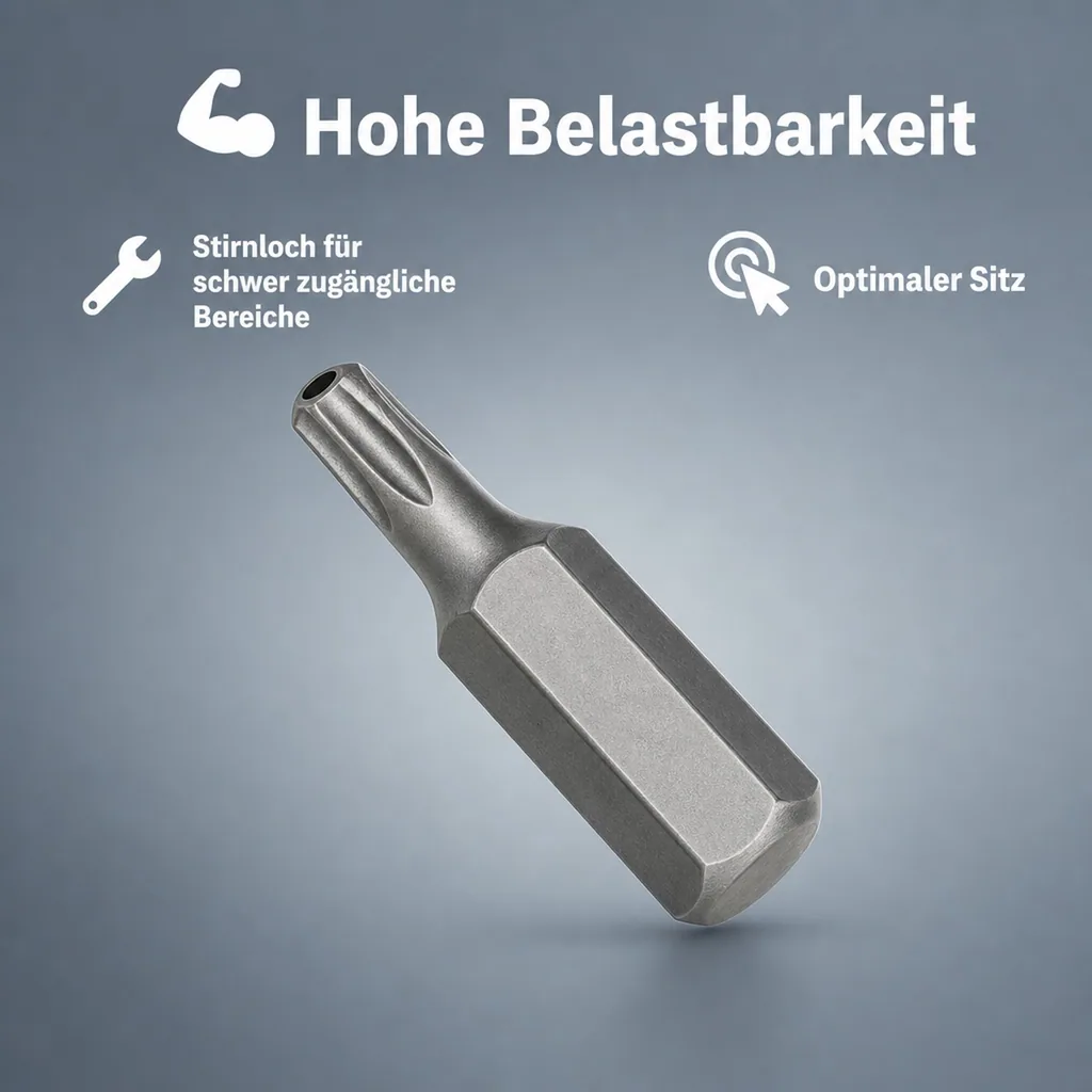 Innensechskant Bit, Innensechskant mit Stirnloch, T27, 30mm, S2 Stahl Bit