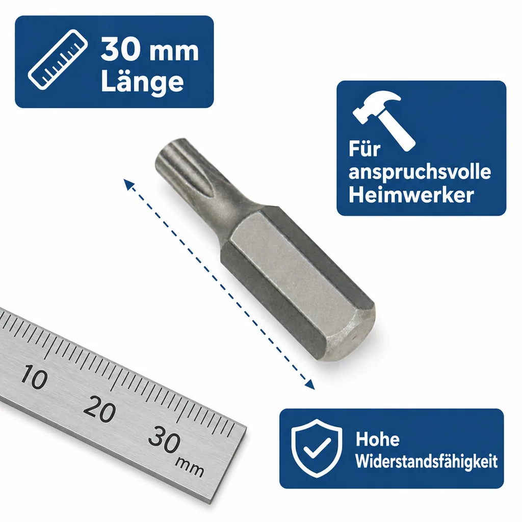 Innensechskant Bit T45, mit Stirnloch, S2 Stahl