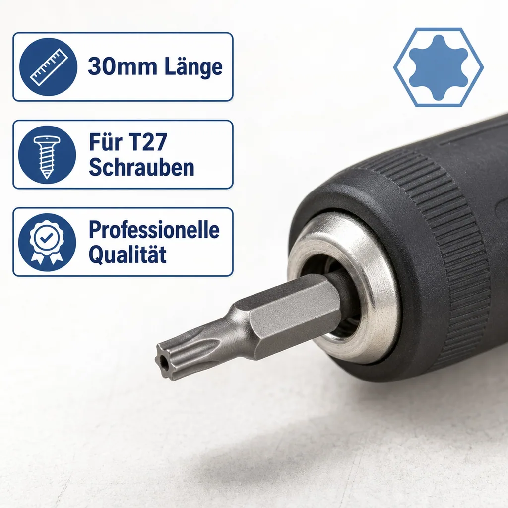 Innensechskant Bit T27, 30mm, S2 Stahl, Schraubendreher Bit