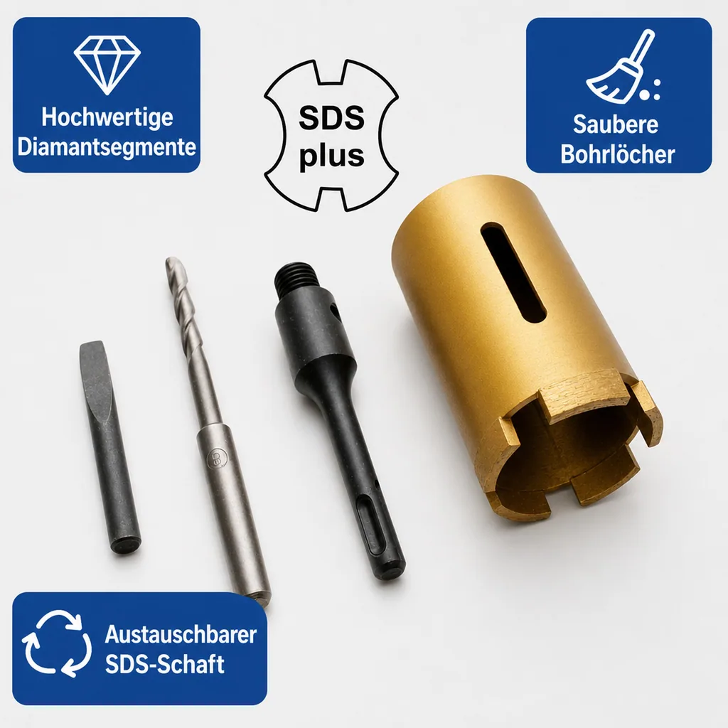 Diamantbohrkrone, 68mm, SDS Plus Bohrkrone, Steckdosenbohrkrone