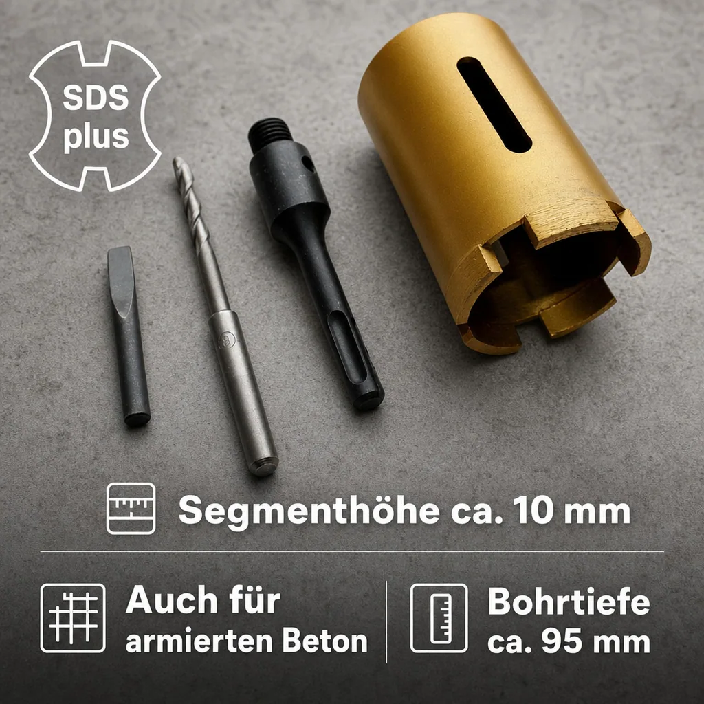 Diamantbohrkrone, 68mm, SDS Plus Bohrkrone, Steckdosenbohrkrone