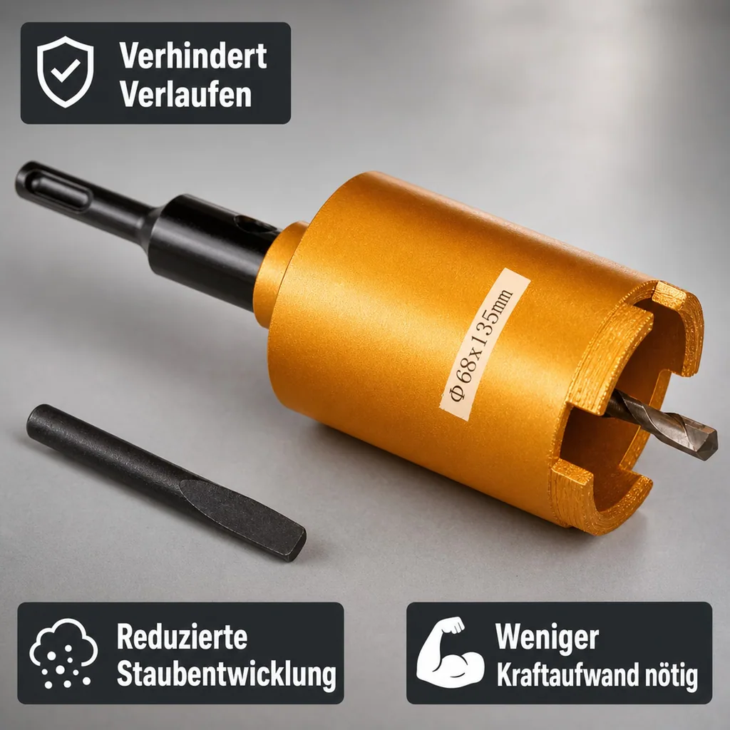 Diamantbohrkrone 68mm, Dosenbohrer SDS Plus, für Mauerwerk, mit Zentrierbohrer