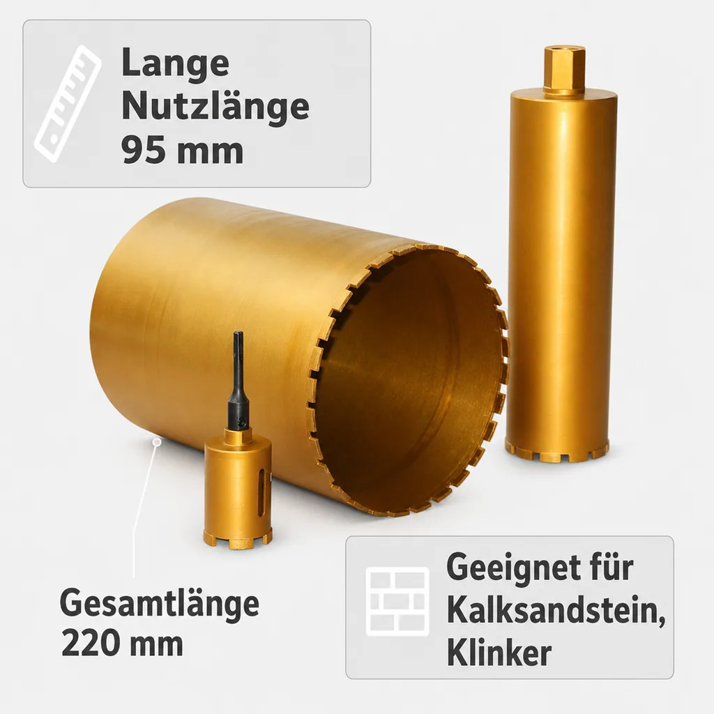 Diamantbohrkrone 82mm, SDS Plus Bohrkrone für Mauerwerk