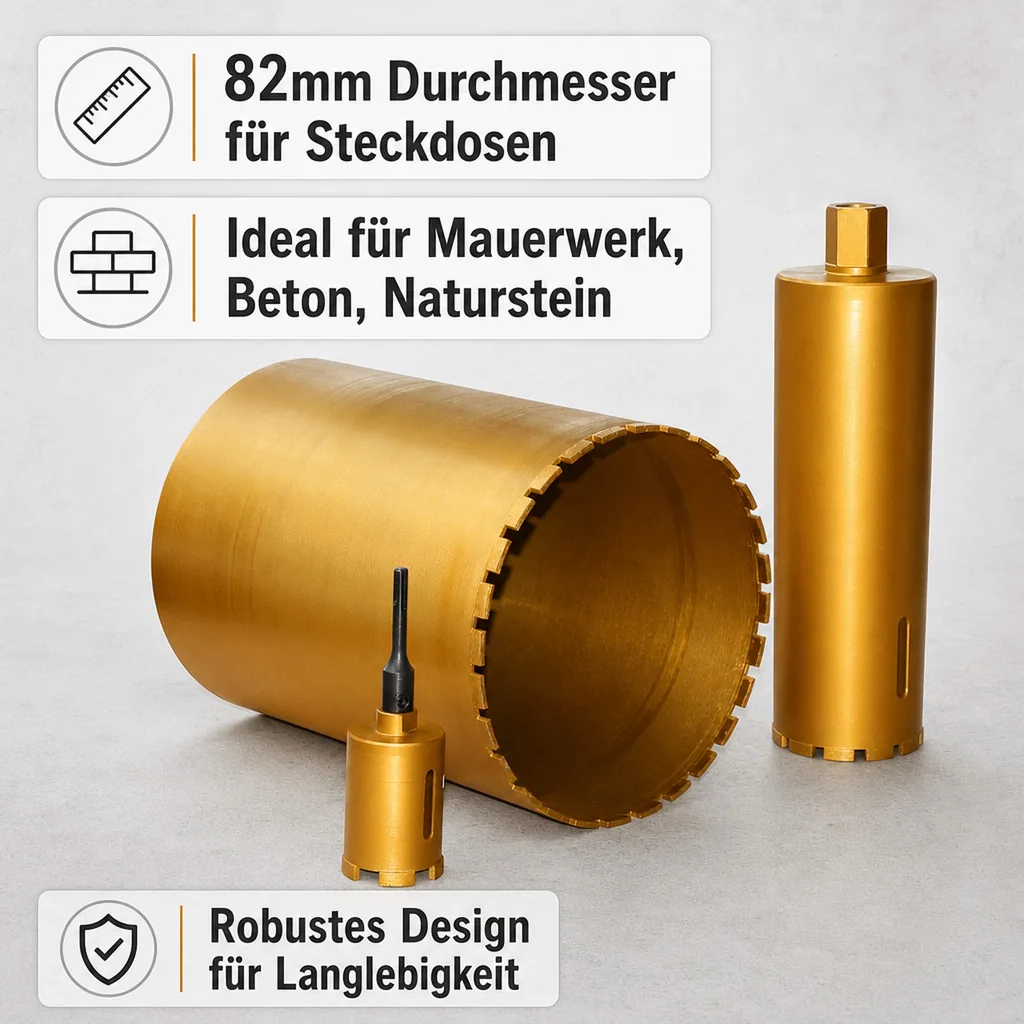 Diamantbohrkrone 82mm, SDS Plus Bohrkrone für Mauerwerk