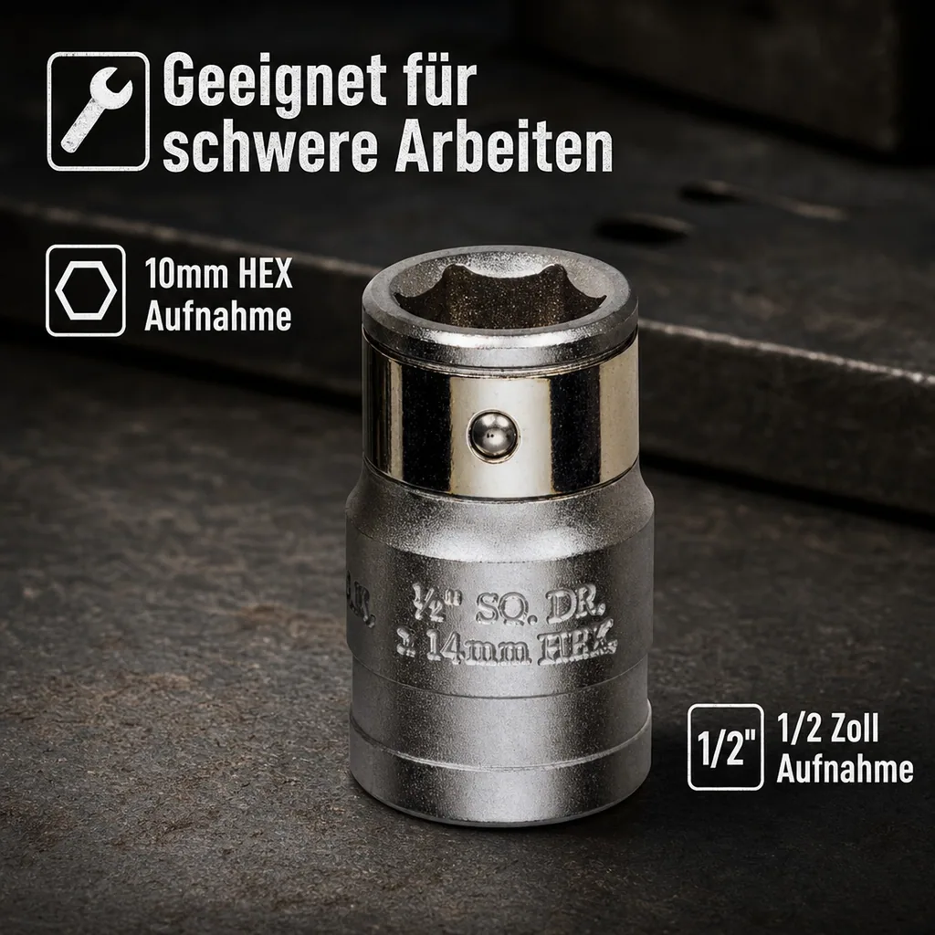 Adapter 1/2 Zoll, Kupplung 1/2 Zoll, 10mm Adapter