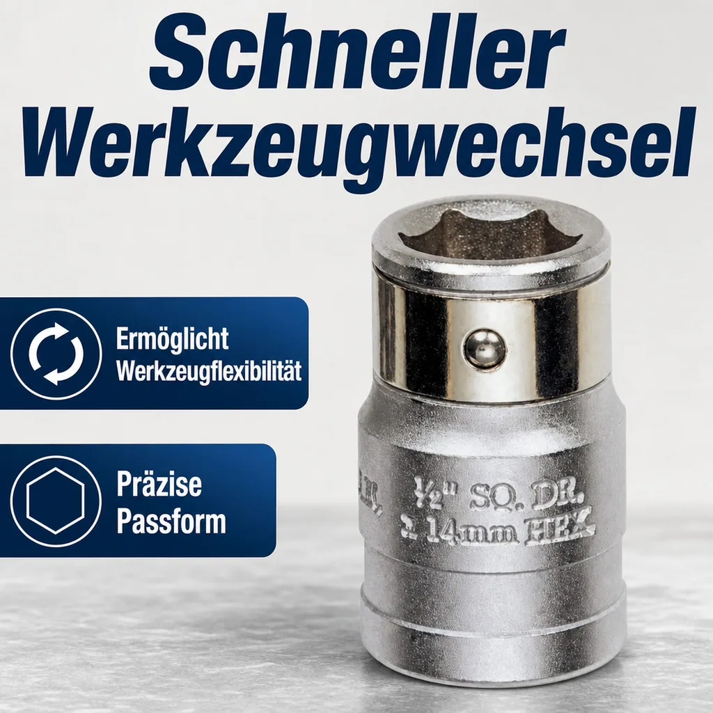 Adapter/Kupplung 1/4" (6,35mm HEX) ---> 3/8"