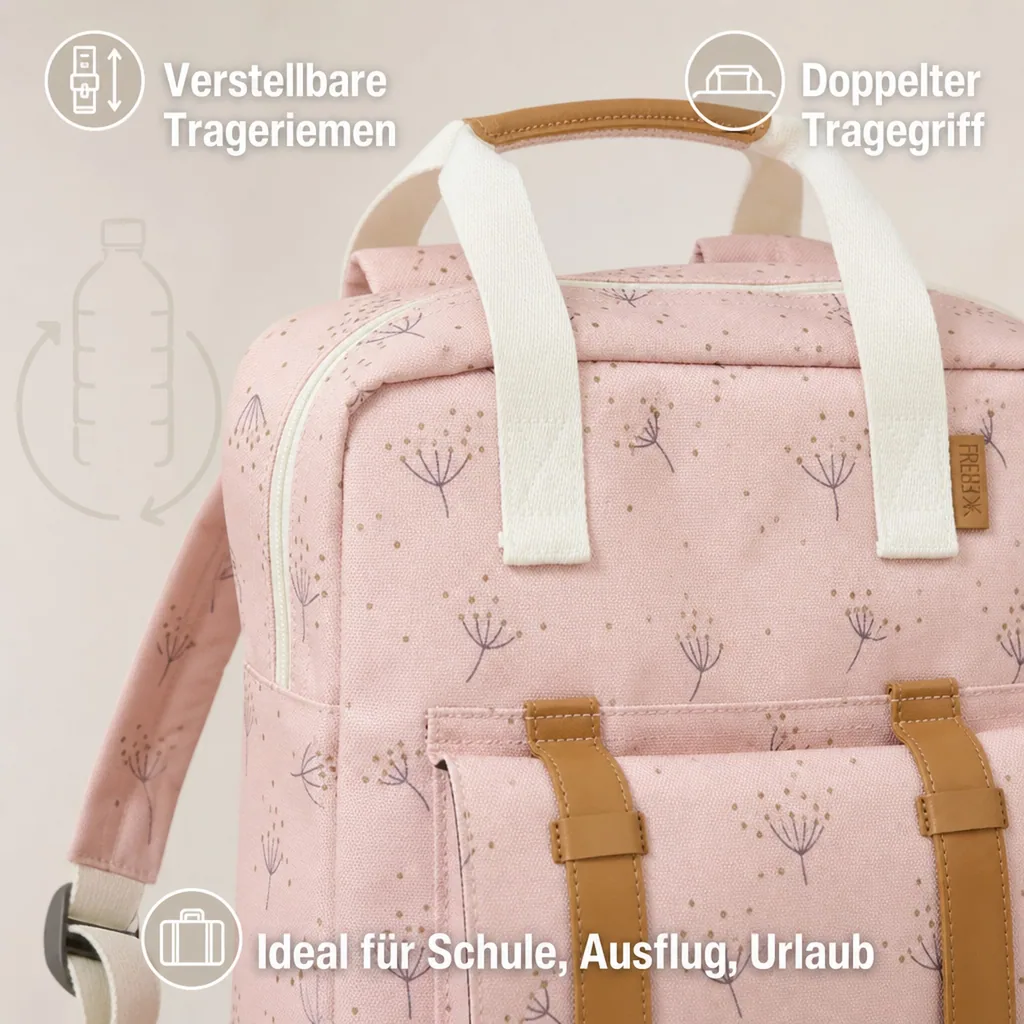Fresk Kinderrucksack groß Löwenzahn rosa