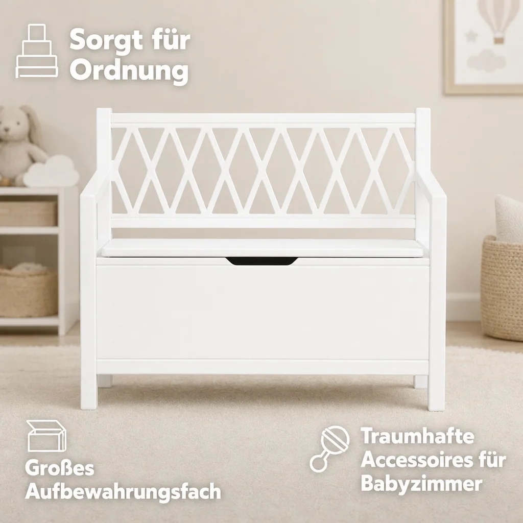 Cam Cam Kinderbank Aufbewahrung Harlequin weiss