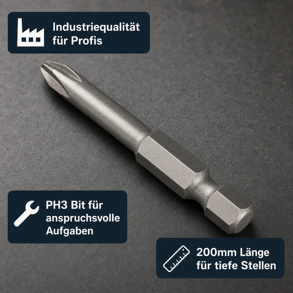 PH3 Bit, Langbit 200mm, S2 Stahl, Industrie Qualität