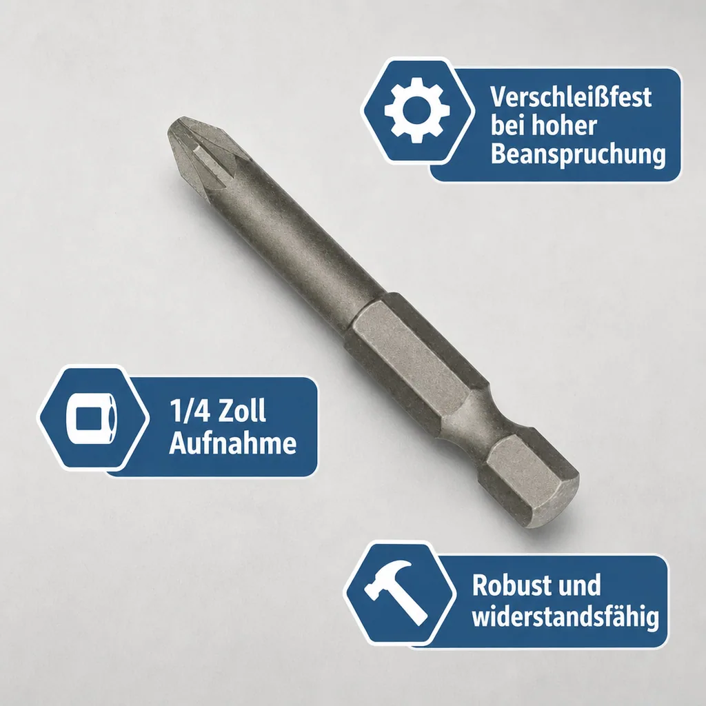 PZ2 Bit lang, 100mm, S2 Stahl, Industriequalität
