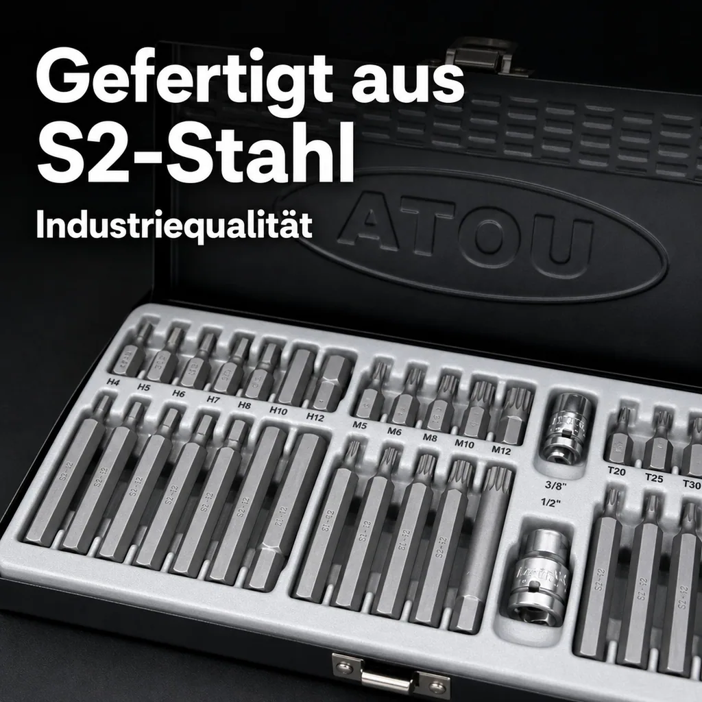 Bit-Satz S2 Stahl, Innensechskant HEX Spline, 3/8 Zoll, Industrie-Qualität