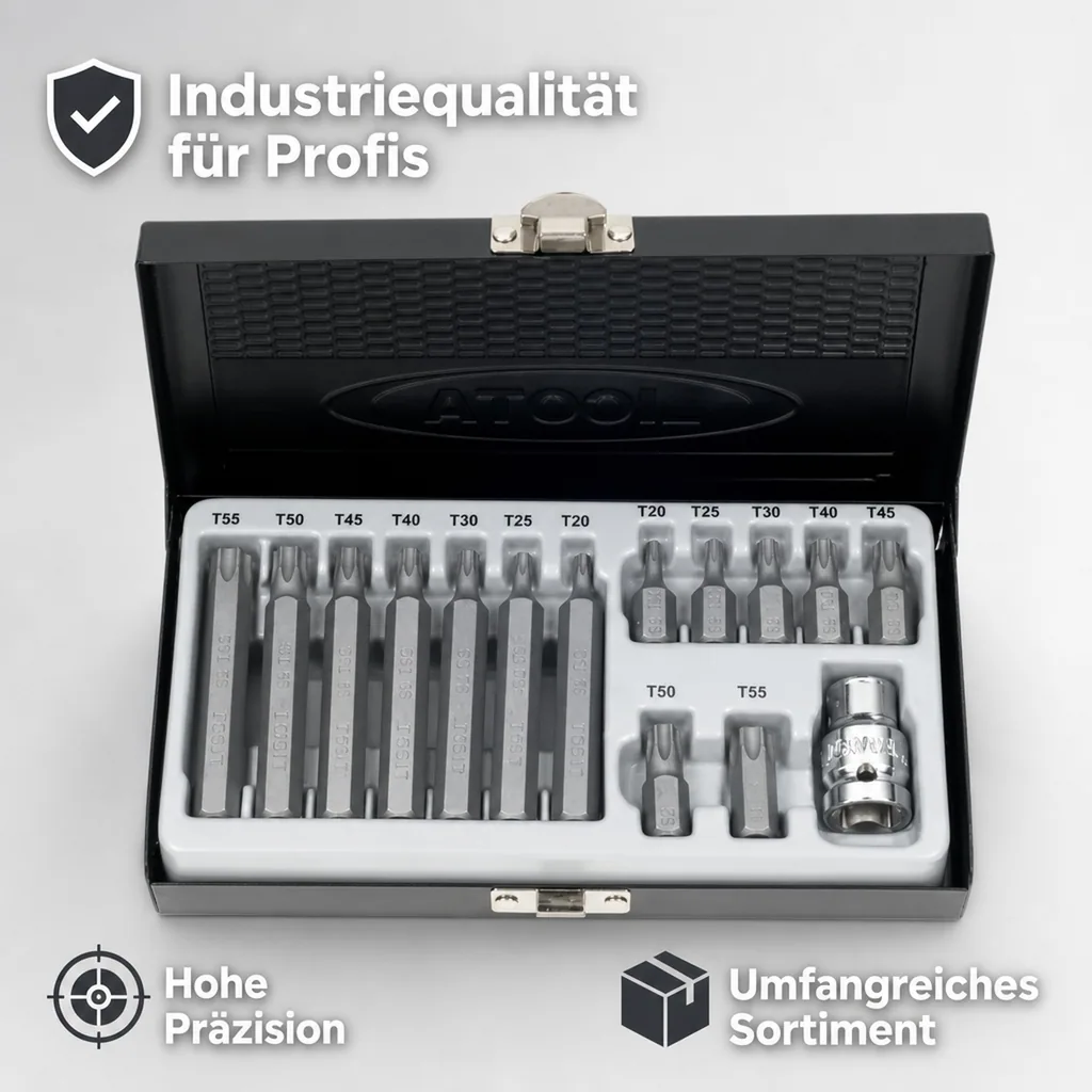 Innensechskant Bit Set, S2 Stahl, 3/8 Zoll, T20-T55, Bit Halter Set
