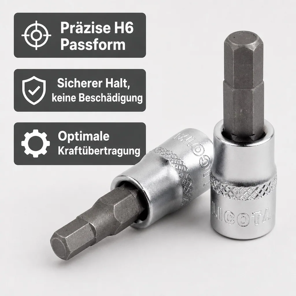 Innensechskant Nuss 1/2 Zoll, H6, Innensechskant Nuss, Sechskantnuss