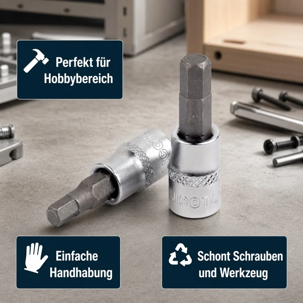 Innensechskant Nuss 1/2 Zoll, H6, Innensechskant Nuss, Sechskantnuss