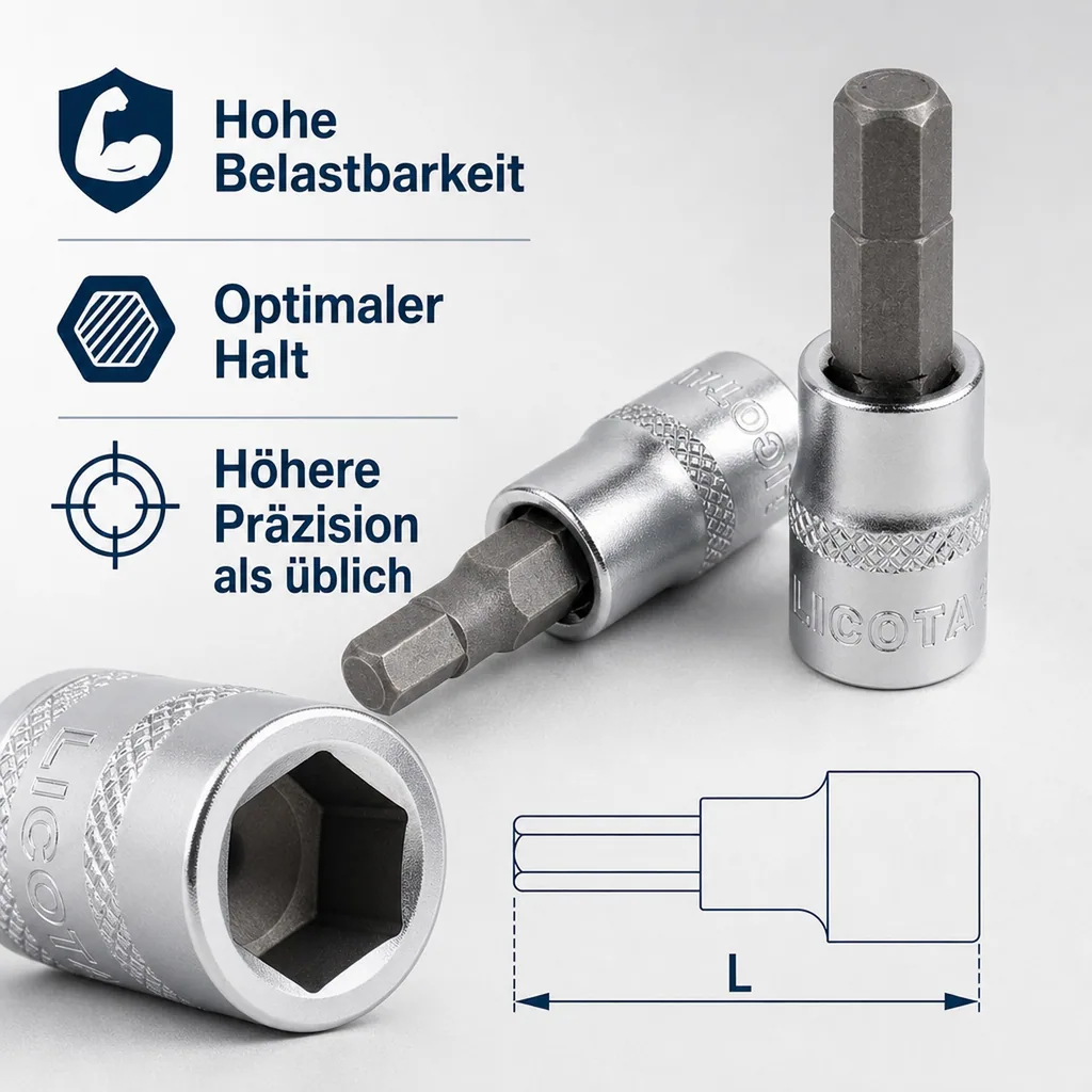Innensechskant Nuss, Innensechskant Stecknuss, 1/2 Zoll, H8