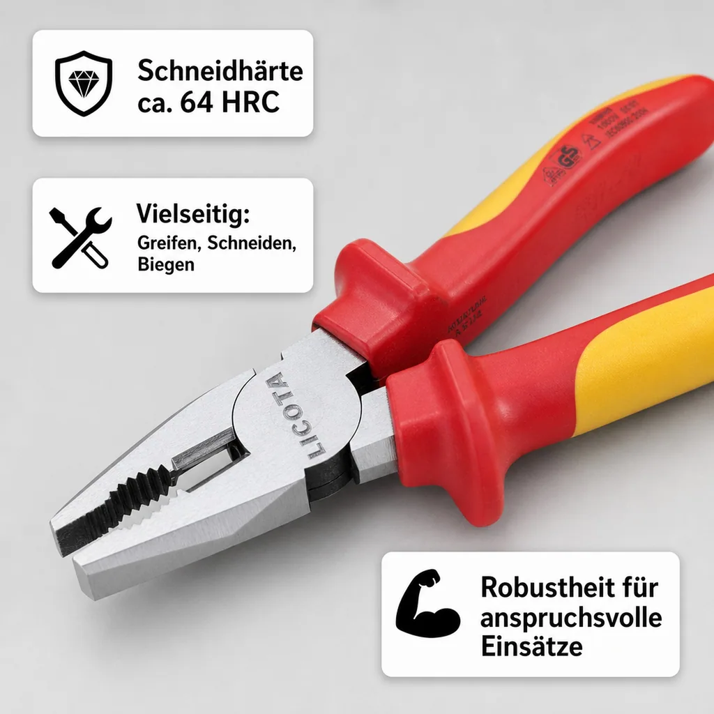 Kombizange VDE, Elektriker Zange, 180mm, isoliert