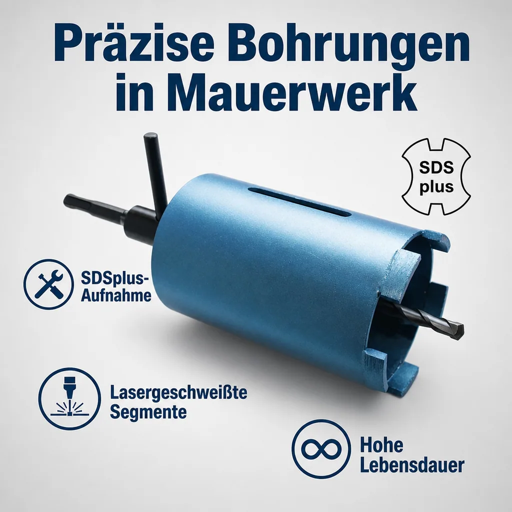 Diamantbohrkrone 68mm, SDS Plus, Steckdosenbohrer, Bohrkrone Mauerwerk