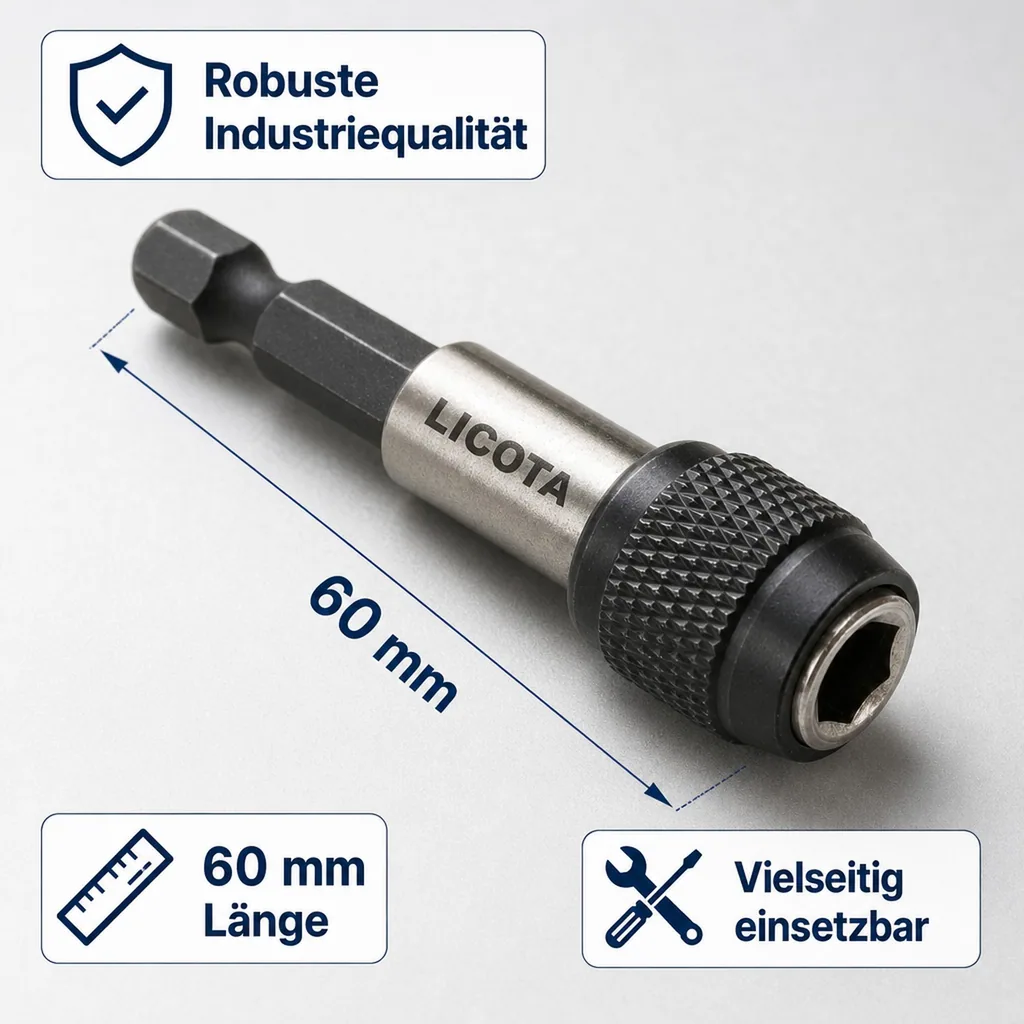 Bithalter, magnetisch, Schnellwechsel, 6,35mm Hex, 60mm