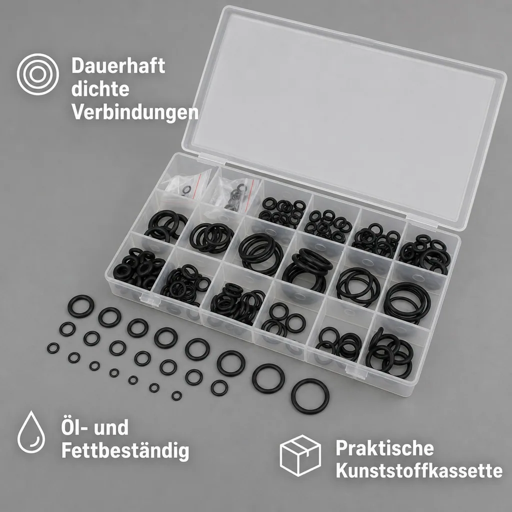 O-Ringe Set, 225-teilig, Dichtringe, Gummi, Sanitär, KFZ