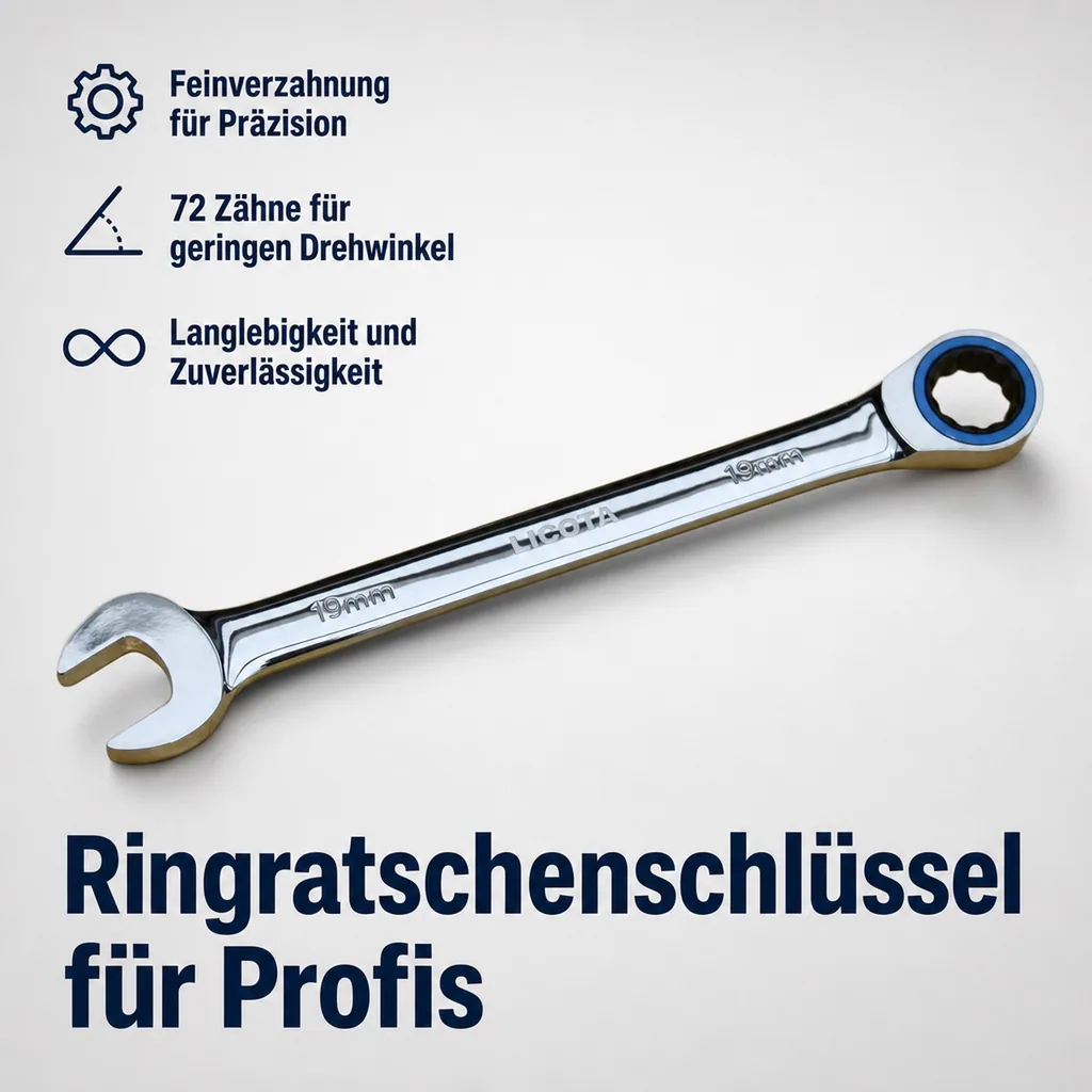 Ringratschenschlüssel, Ratschenschlüssel, 10mm, 72 Zähne