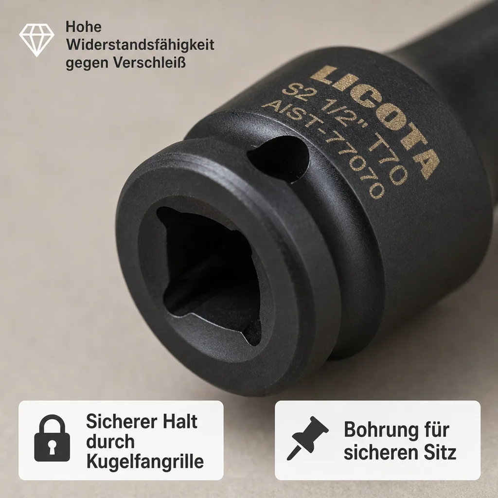 Schlagschrauber Steckschlüssel Set, Nuss Set, Innensechskant, 1/2 Zoll, Industriequalität