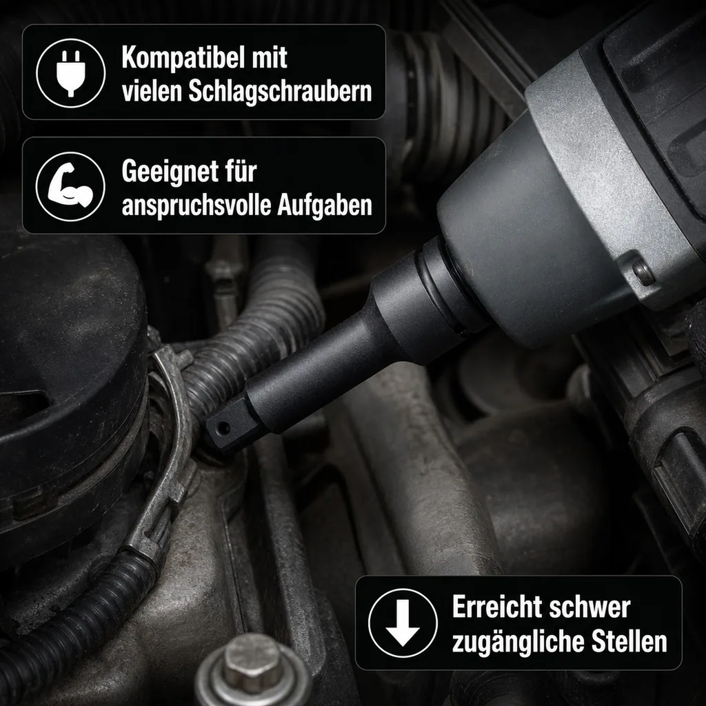 Schlagschrauber Verlängerung, 1/2 Zoll, Cr-Mo, 75mm, Industrie Qualität