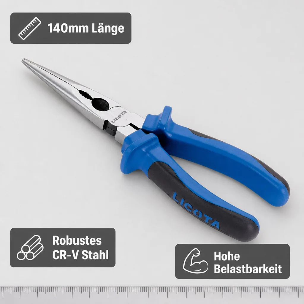 Spitzzange 140mm, Flachrundzange, Werkzeug Zange