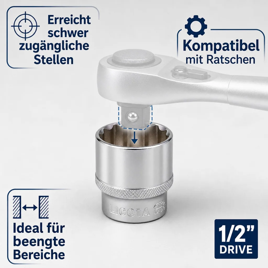 1/2 Zoll Nuss, Superlock Nuss, CrV kurz, SW 12