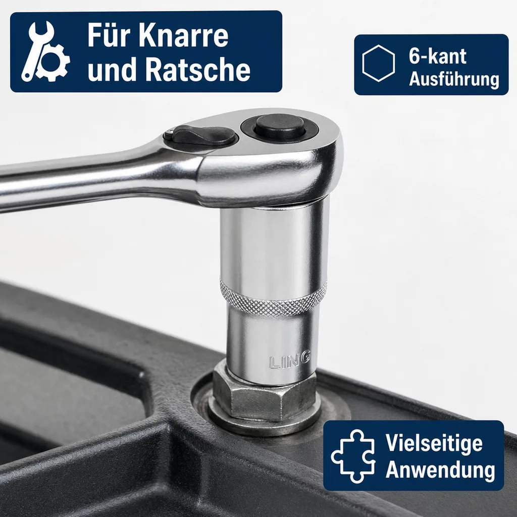 1/2 zoll Nuss, Stecknuss 14mm, Langnuss, für Knarre Ratsche, Cr-V
