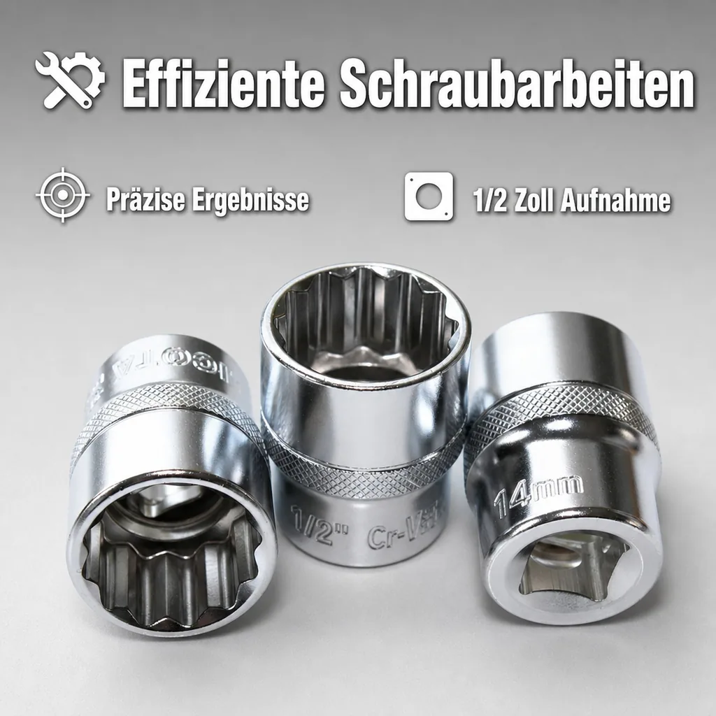 Stecknuss 1/2 zoll, 14mm Nuss, Knarre, Ratsche, Cr-V