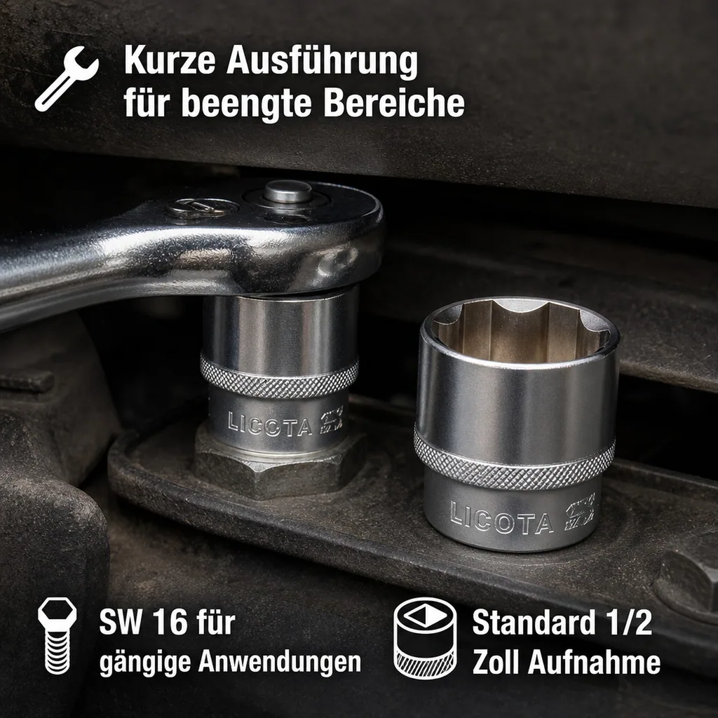 1/2 Zoll Nuss, Super Lock, CrV, kurze Ausführung, SW 16