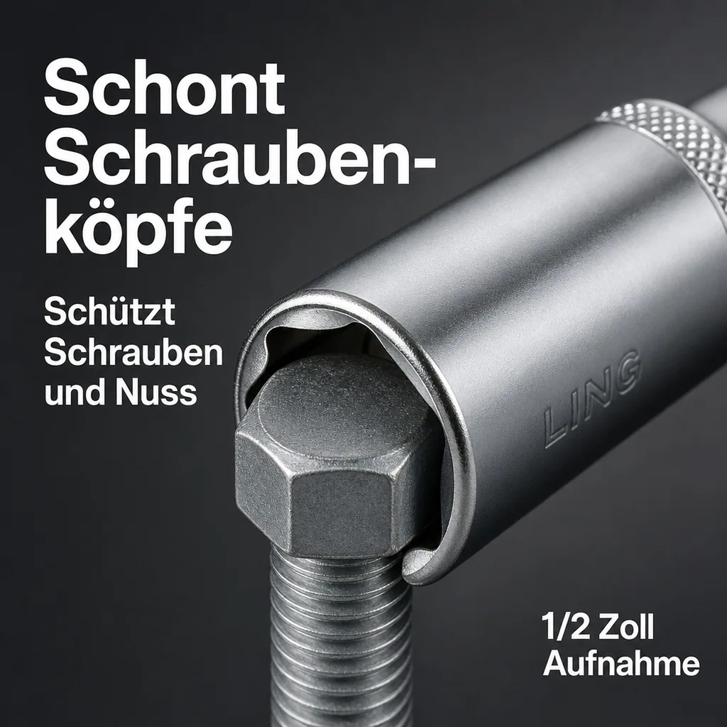 1 2 zoll nuss, Stecknuss 17 mm, Langnuss, CR-V, 6-kant