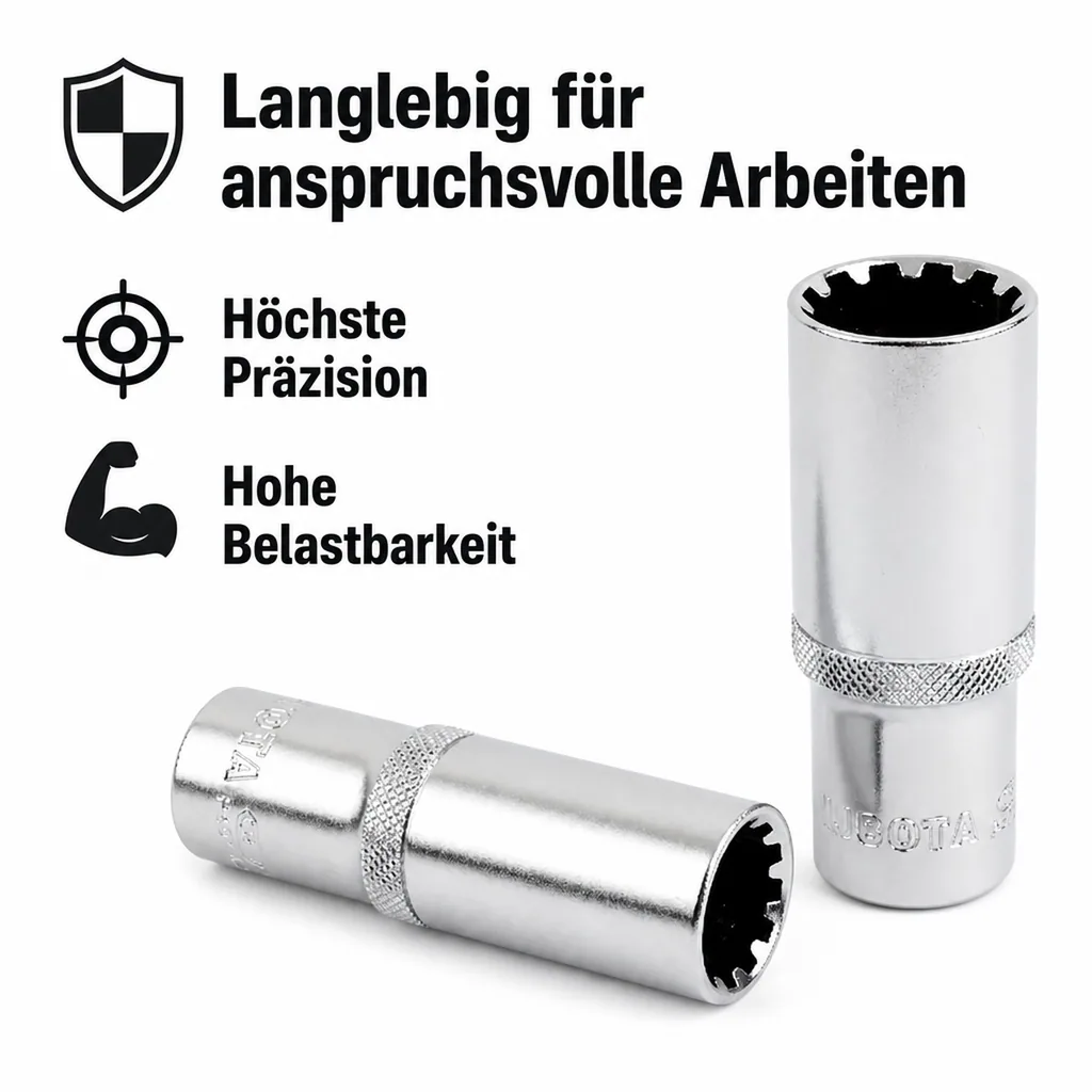 1/2 Zoll Nuss lang, SW17, GearLock Stecknuss