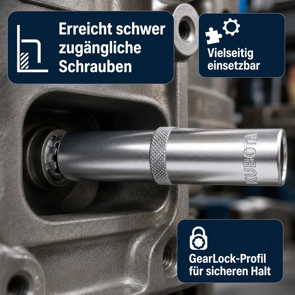 1/2 Zoll Nuss lang, SW17, GearLock Stecknuss