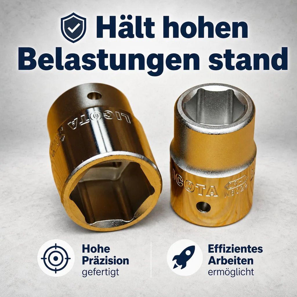 Stecknuss 1/2 Zoll, 19mm Nuss, Werkzeug Nuss, CR-V Stahl, 6-Kant Profil
