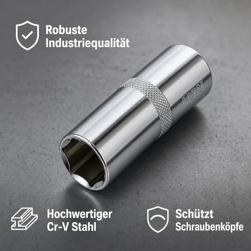 Stecknuss 19mm, 1/2 Zoll, Langnuss, Knarre, Ratsche, 6pt, Cr-V