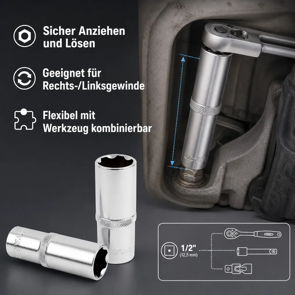 24mm Nuss, 1/2 Zoll Superlock, Langnuss CrV