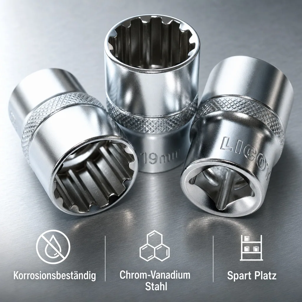 Stecknuss 24mm, 1/2 Zoll, Vielzahn Nuss, Cr-V, Nuss für Ratsche