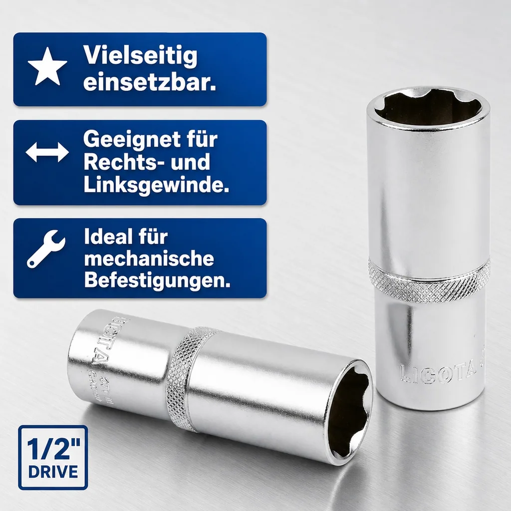 27mm Nuss, Superlock, 1/2 Zoll, CrV, Lange Ausführung