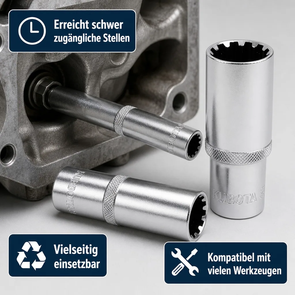 Vielzahn Nuss, 1/2 Zoll, Nuss SW 27, lange Ausführung, GearLock