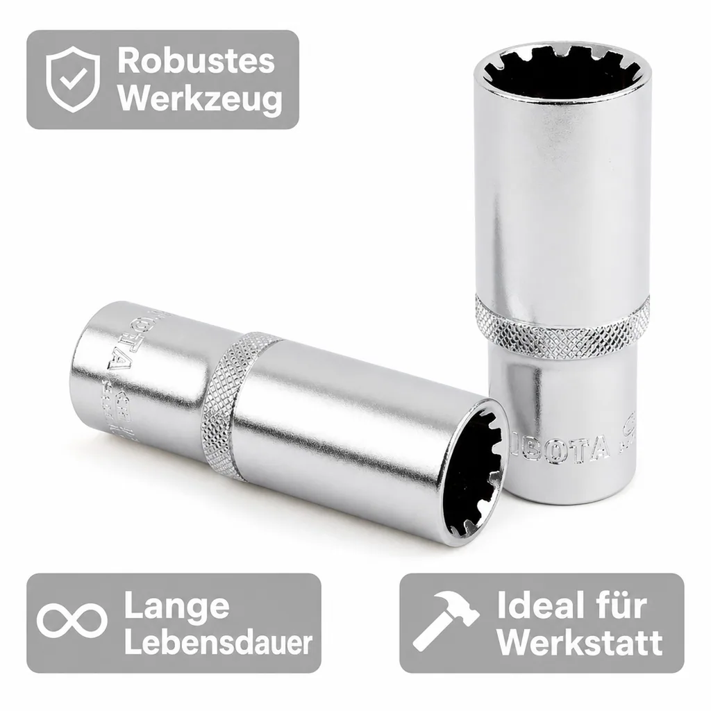 Vielzahn Nuss, 1/2 Zoll, Nuss SW 27, lange Ausführung, GearLock