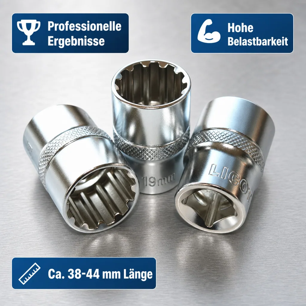 Stecknuss 32mm, 1/2 Zoll Nuss, Vielzahn Einsatz, Cr-V