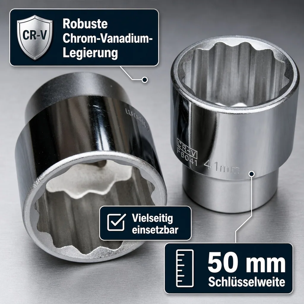 Stecknuss 3/4, 50mm Nuss, 12 Kant, Knarre, Ratsche