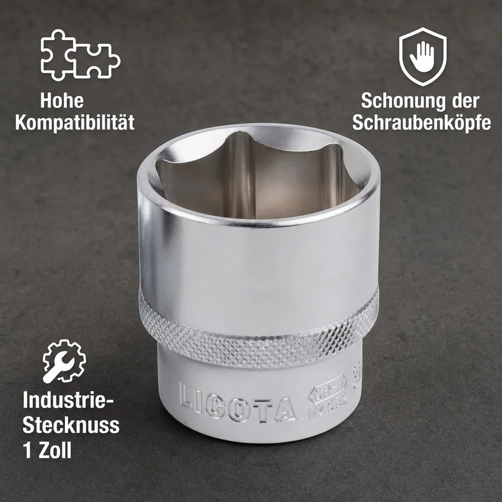 1 Zoll Stecknuss, Industrie, 75mm, Cr-V, 6-kant Nuss, -Shop24