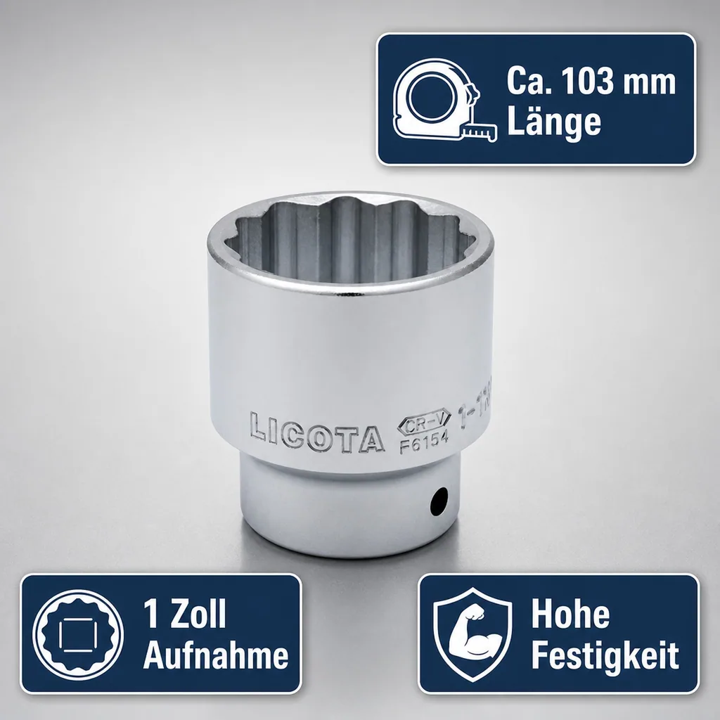 1 Zoll Stecknuss, 80mm, 12-Kant Nuss, Industrie Qualität