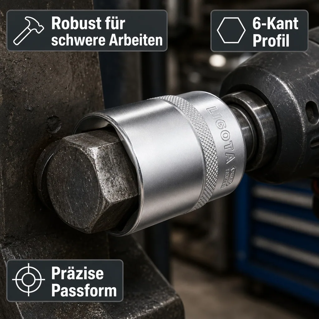 1 Zoll Nuss, 80mm Stecknuss, 6-Kant, Cr-V, Industrie Qualität